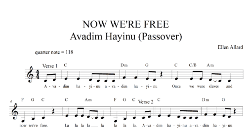 Now We're Free - Avadim Hayinu - Passover - Sheet Music