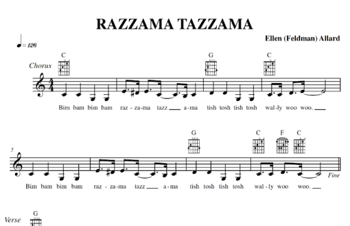Razzama Tazzama - Sheet Music + Bonus Lyric/Chord Sheet