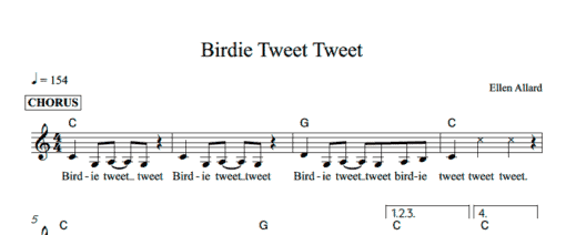 Birdie Tweet Tweet - sheet music + bonus lyric/chord sheet