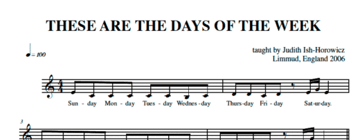 These Are The Days Of The Week - Sheet Music + Lyric/Chord Sheet